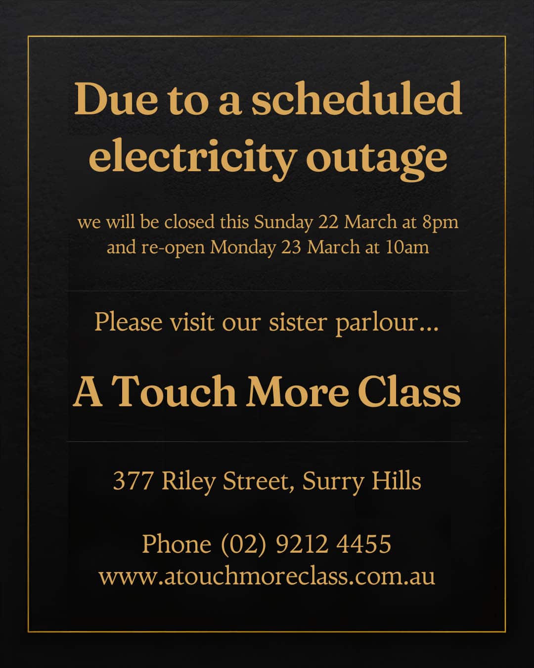 Liaisons temporary closure notice